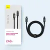 Kabel USB C - USB C 480Mb/s 240W 3m Baseus Tungsten Gold CAWJ040201 - czarny